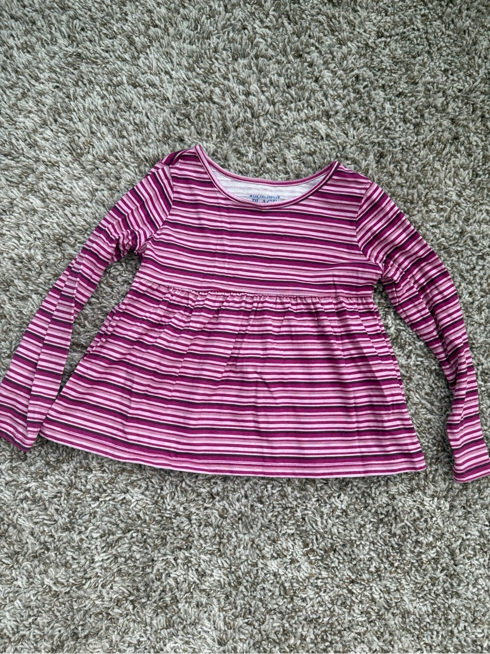 The Children's Place Pink Striped Long Sleeve Peplum Top